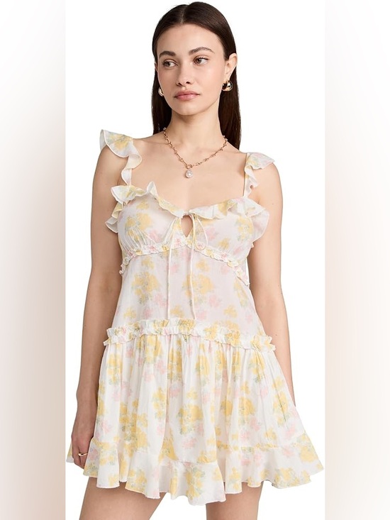 LoveShackFancy Dresses & Skirts - LoveShackFancy White Floral Ruffle Mini Dress
